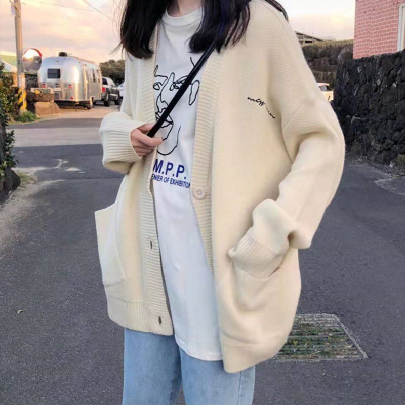 Áo khoác cardigan tay dài kiểu dáng đơn giản