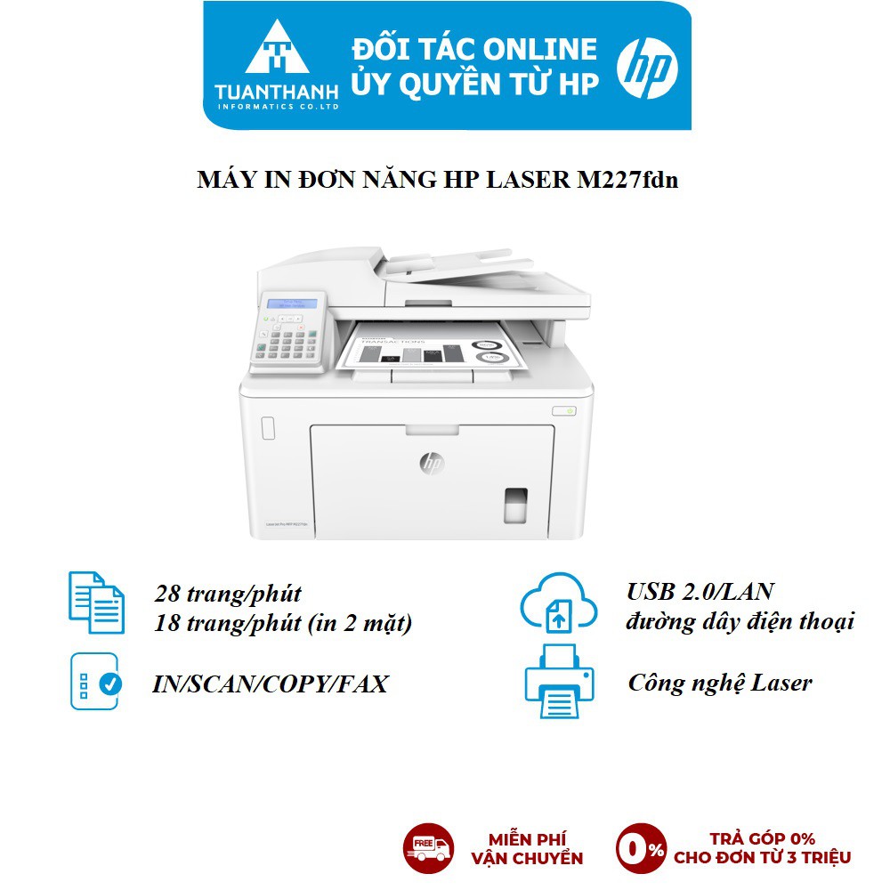 Máy in đa chức năng HP LaserJet Pro MFP M227fdn_1Y WTY_G3Q79A