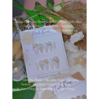 Móng úp, nailbox thiết kế gắn nơ vẽ gel nổi
