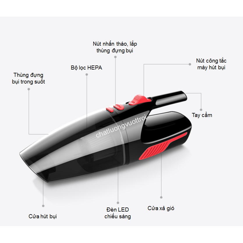 Máy Hút Bụi Ô Tô Cầm Tay Công Suất Cao 120W - Máy Hút Bụi Cầm Tay Mini Điện Áp 12V Cho Ô Tô Cực Khoẻ