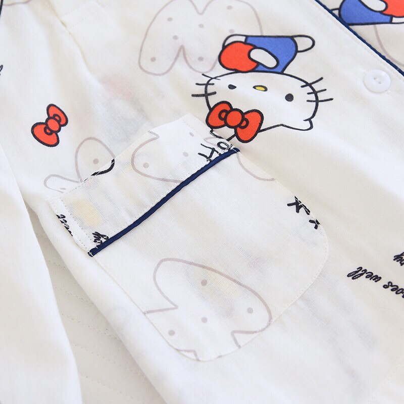 Pijama Sau Sinh Cho Con Bú Chất Xô Nhật Tay Dài Quần Dài Hoạ Tiết Hello Kitty Mẫu Mới 2021