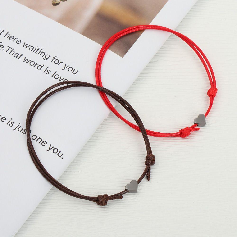 NIUYOU Set 2 Vòng Tay Bện Dây Mặt Trái Tim Sáng Tạo Cho Cặp Đôi