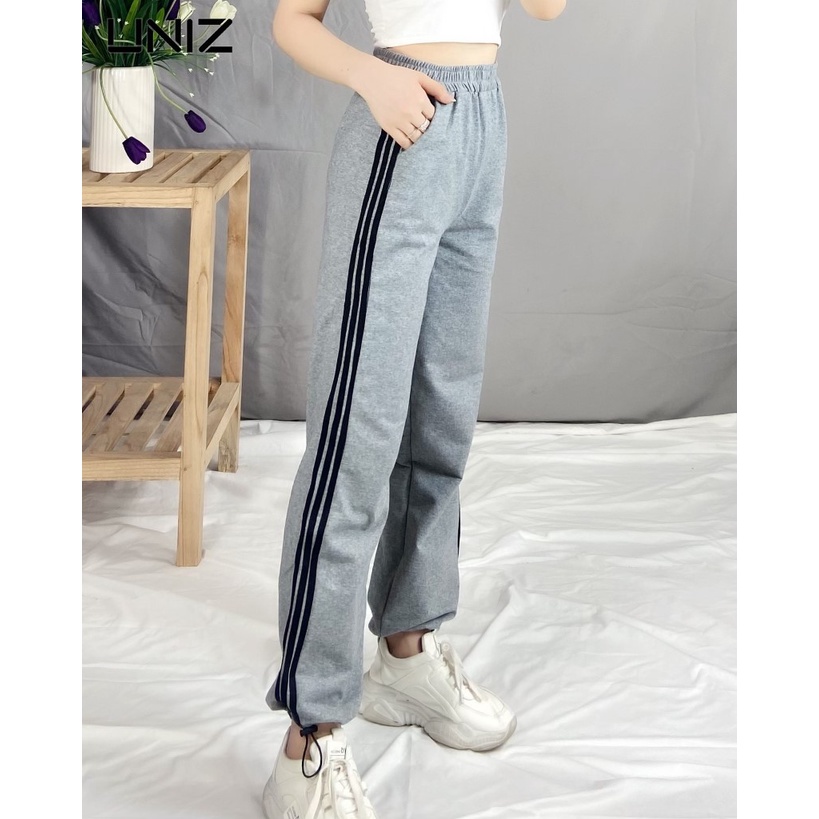 Quần Jogger Thể Thao 3 Sọc UNIZ (2 Màu), Unisex, Dáng Dài, Cạp Cao, Form Rộng, Chân Bo Chun, Vải Umi Loại 1, Mềm Mại