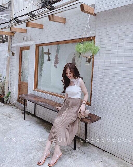 Chân váy dài xếp ly nhỏ hàng quảng châu kèm ảnh thật | BigBuy360 - bigbuy360.vn