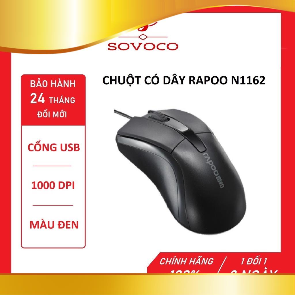 Chuột có dây Rapoo N1162 (USB/1000 dpi/Màu đen) BẢO HÀNH 24 THÁNG ĐỔI MỚI - CAM KẾT CHÍNH HÃNG