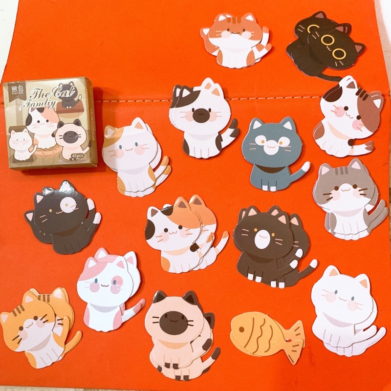 Hộp hình dán sticker mẫu hình gấu, mèo, shiba, Alice, bánh ngọt, lời chúc, lá màu nước, mẫu Japan...