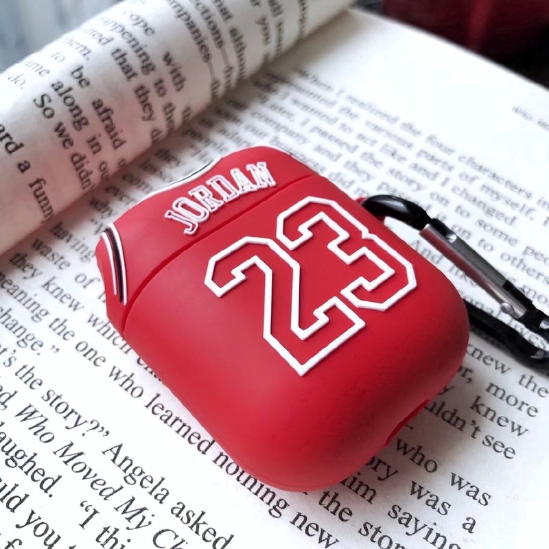 Vỏ bảo vệ hộp sạc tai nghe Apple Airpods 2 Bluetooth không dây họa tiết bóng rổ Jordan 23