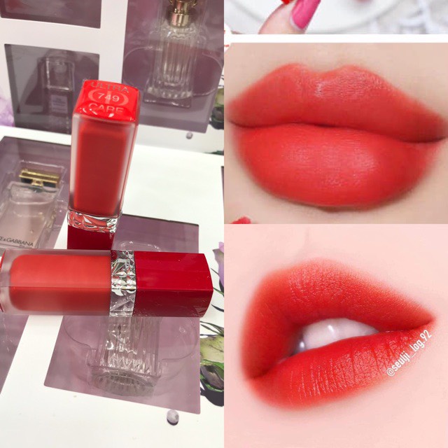 [Mẫu 2022] Son Kem Dior Rouge Dior Ultra Care Liquid Màu 749 D-Light Đỏ Cam Full Box