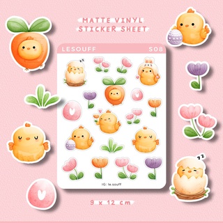 S08 - Sticker gà con cute, hình dán sổ tay - Lesouff