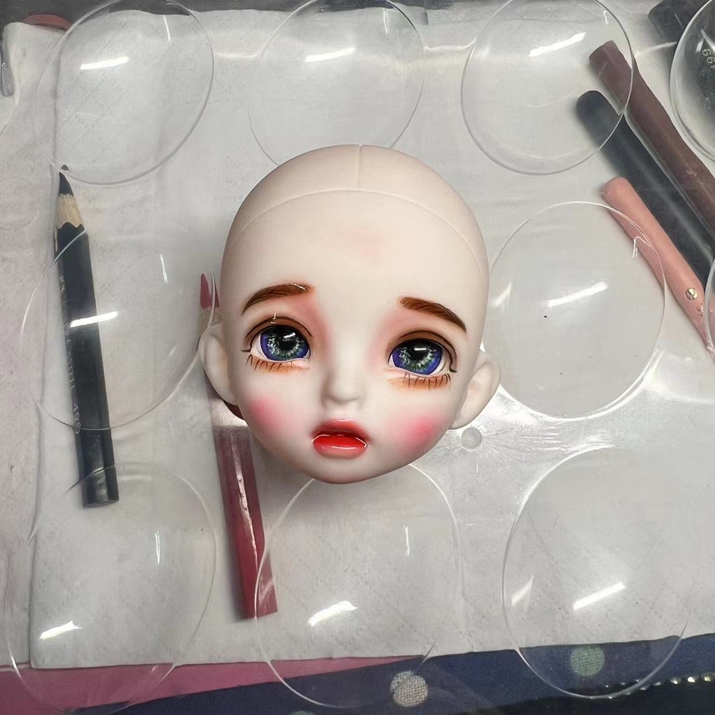 Đầu Búp Bê Trang Điểm 6 Điểm 16cm 16cm bjd Đầu Búp Bê Trang Điểm 3d Thay Đổi Sáu Điểm