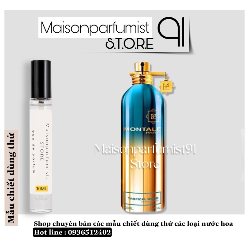 Nước hoa unisex Tropical Wood 𝗠𝗢𝗡𝗧𝗔𝗟𝗘 - ( 𝐦𝐚̂̃𝐮 𝐭𝐡𝐮̛̉ 𝟓𝐦𝐥/𝟏𝟎𝐦𝐥 )