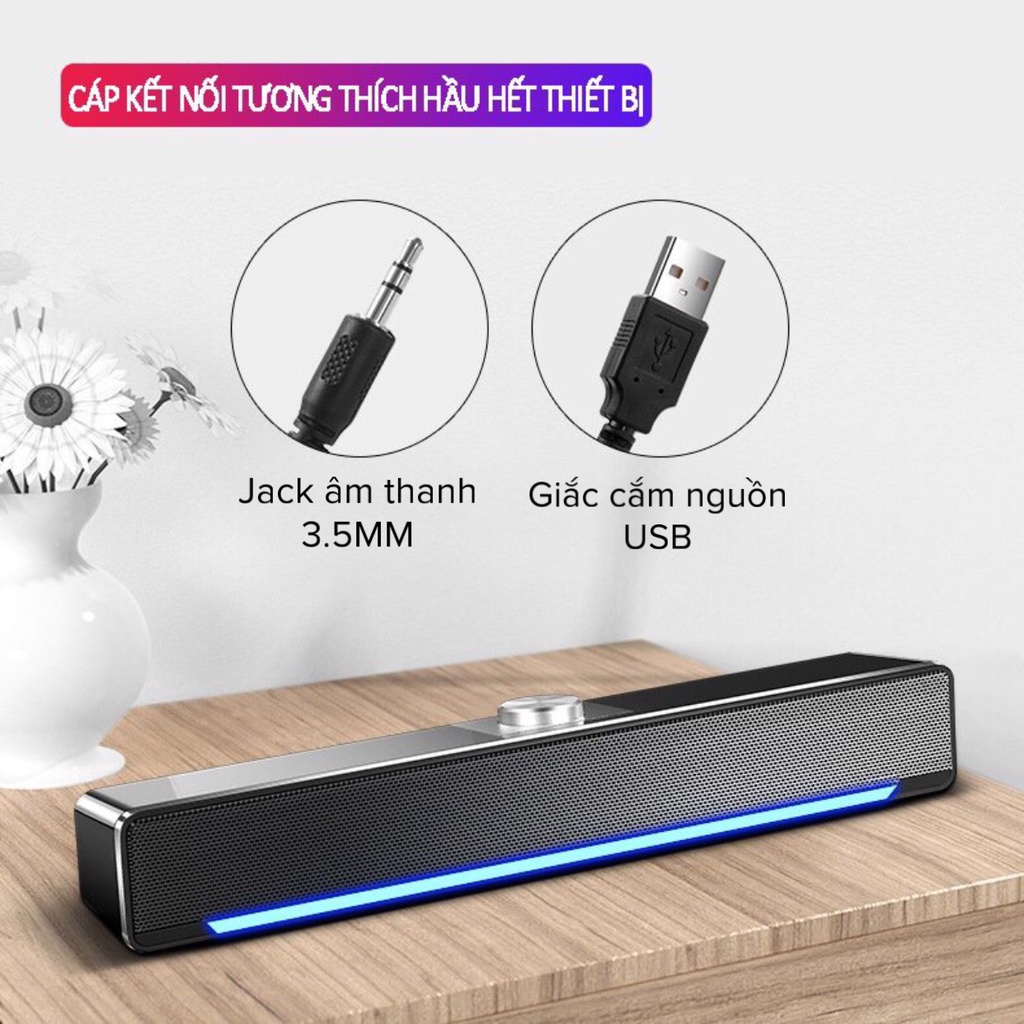 Loa vi tính Bluetooth MAICONG để bàn cho máy tính Laptop PC âm thanh siêu trầm dải Led đẹp thiết kế sang trọng