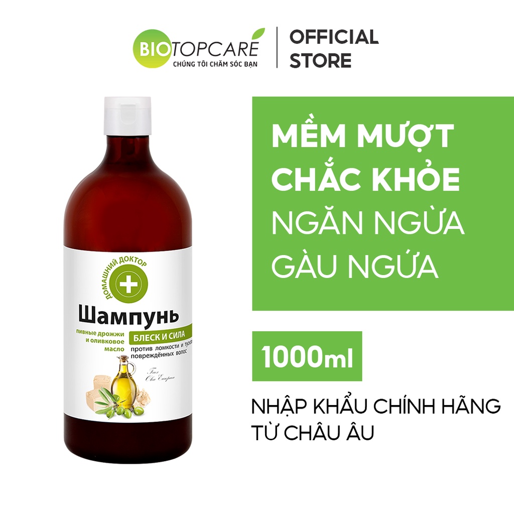 Dầu gội Domashnij Doctor óng mượt và chắc khỏe chiết xuất Men bia và Dầu ô liu 1000ml