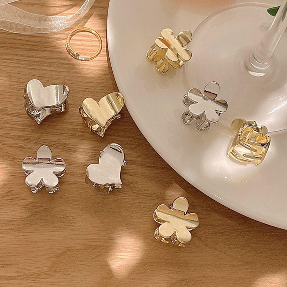 Kẹp Tóc Kim Loại Màu Trơn Họa Tiết Trái Tim Dễ Thương Phong Cách Hàn Quốc