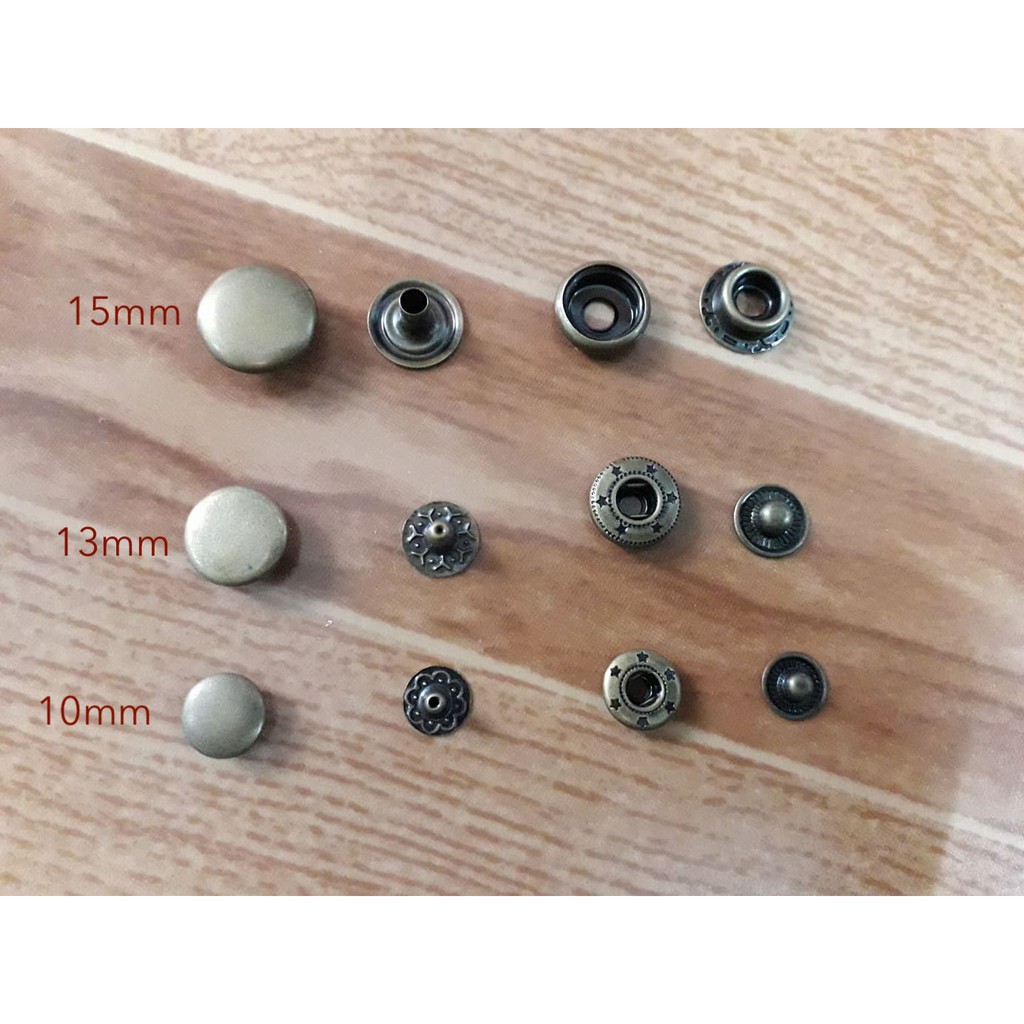Cúc bấm chất liệu đồng, niken (10 bộ)