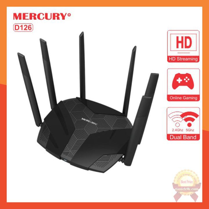 Bộ phát sóng Router wifi Mercury D126 1200M 6 râu ăng ten 5gHz và 2.4gHz xuyên tường Mu-Mimo 3x3 repeater