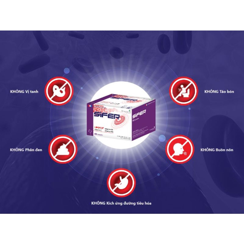 Thực phẩm bổ sung sắt, không gây táo bón Sifer hộp 60 gói.sắt hữu cơ sinh học