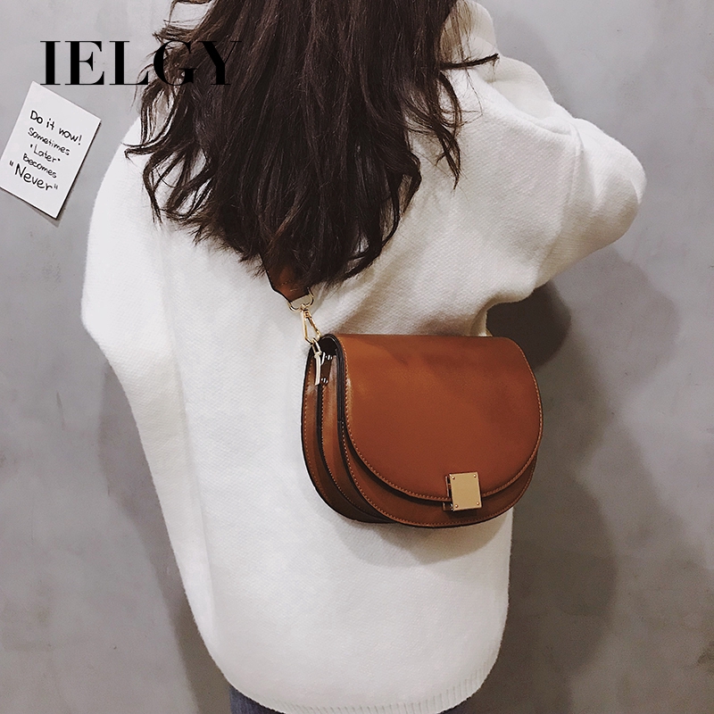 Túi đeo vai IELGY có khóa cài hình vuông thời trang cho nữ