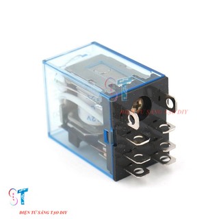 Relay trung gian, role kính ly2n-j relay 24v 10a 8 chân kèm đế vặn ốc