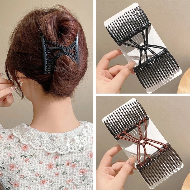 Lược Chải Tóc Hai Hàng Co Giãn Phong Cách Retro Thời Trang Cho Nữ