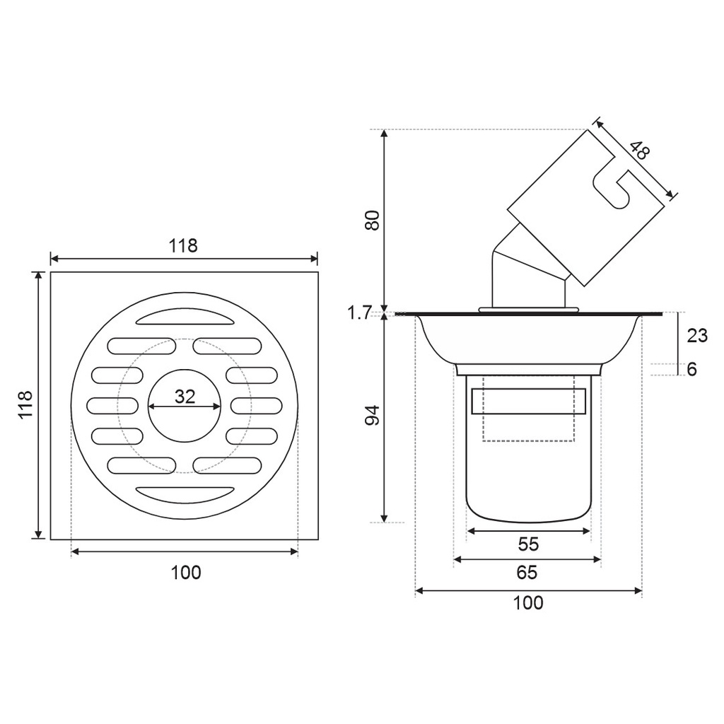 Phễu thoát sàn, máy giặt chuyên dụng TS126-2U Double