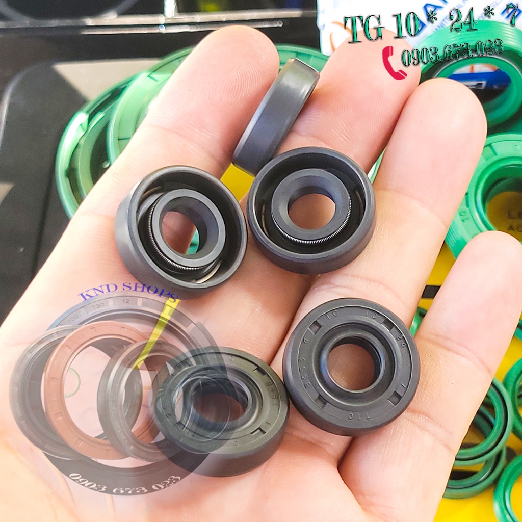 Phốt dầu TC 10*24*7, Phớt chặn nhớt trục chuyên cho phụ tùng máy bơm nước, xe máy và ô tô | KND Shops