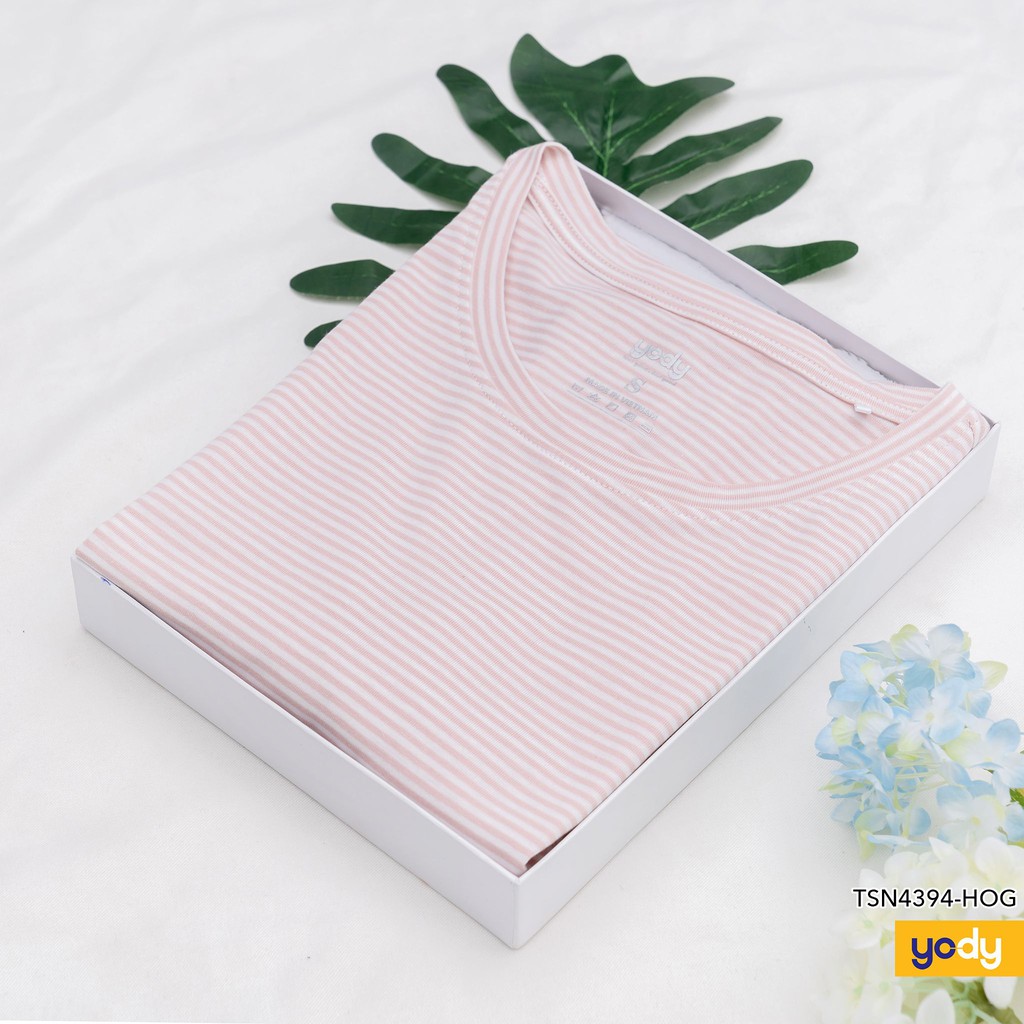 Áo Thun Nữ Kẻ YODY Ôm Body Cổ Tròn Chất Liệu 100% Cotton TSN4394