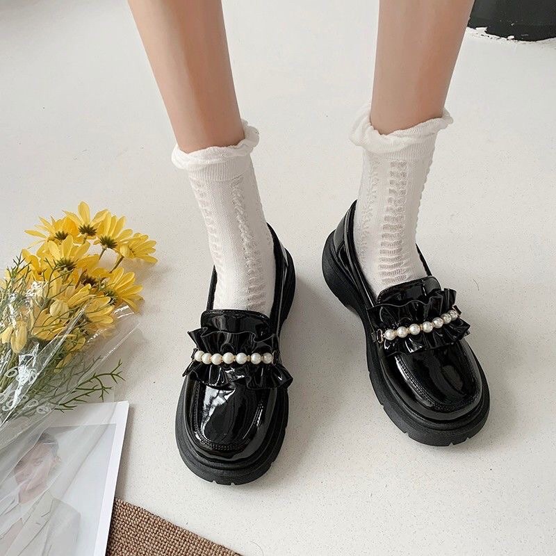 (Order)Giày Oxford Ulzzang Giày Đế Bằng Đính Ngọc Đế Cao 5Cm Hàng Quảng Châu Siêu Đẹp (Ảnh thật ở cuối)