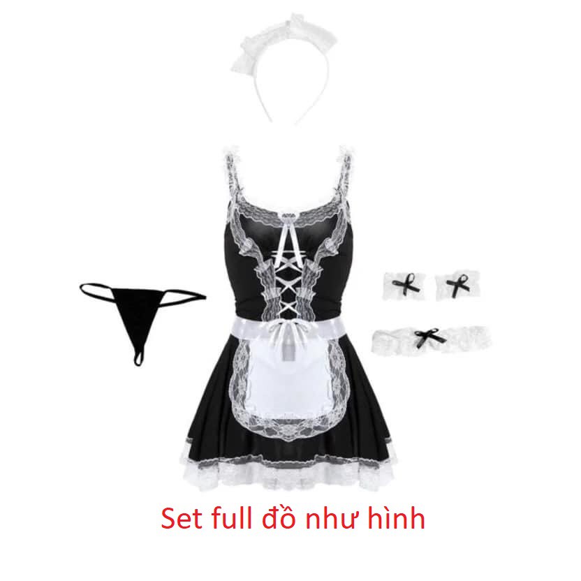 Cosplay sexy hầu gái xinh xắn , váy ngủ đồ ngủ anime 2 dây gợi cảm set thỏ mèo  #cosplaysexy #haugai CP01