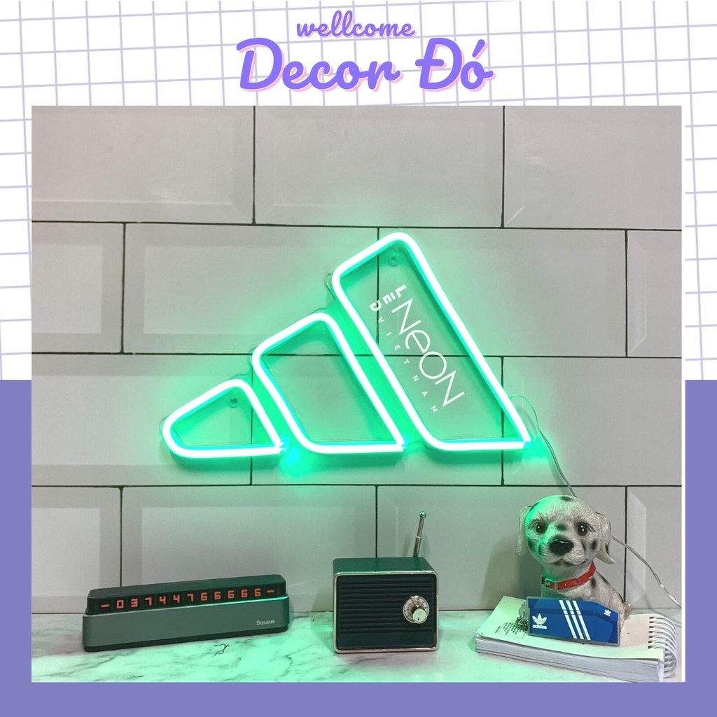 Đèn NeonSign , Logo Adidas. Kích Thước 28x17cm , Quà Tặng Trang Trí Cực Chất , Siêu Sáng & Tiết Kiệm Điện Với Led 12v