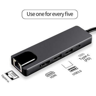 Cáp USB Type-C Ra 5 Cổng HDMI 4K, USB 2.0 Và RJ45