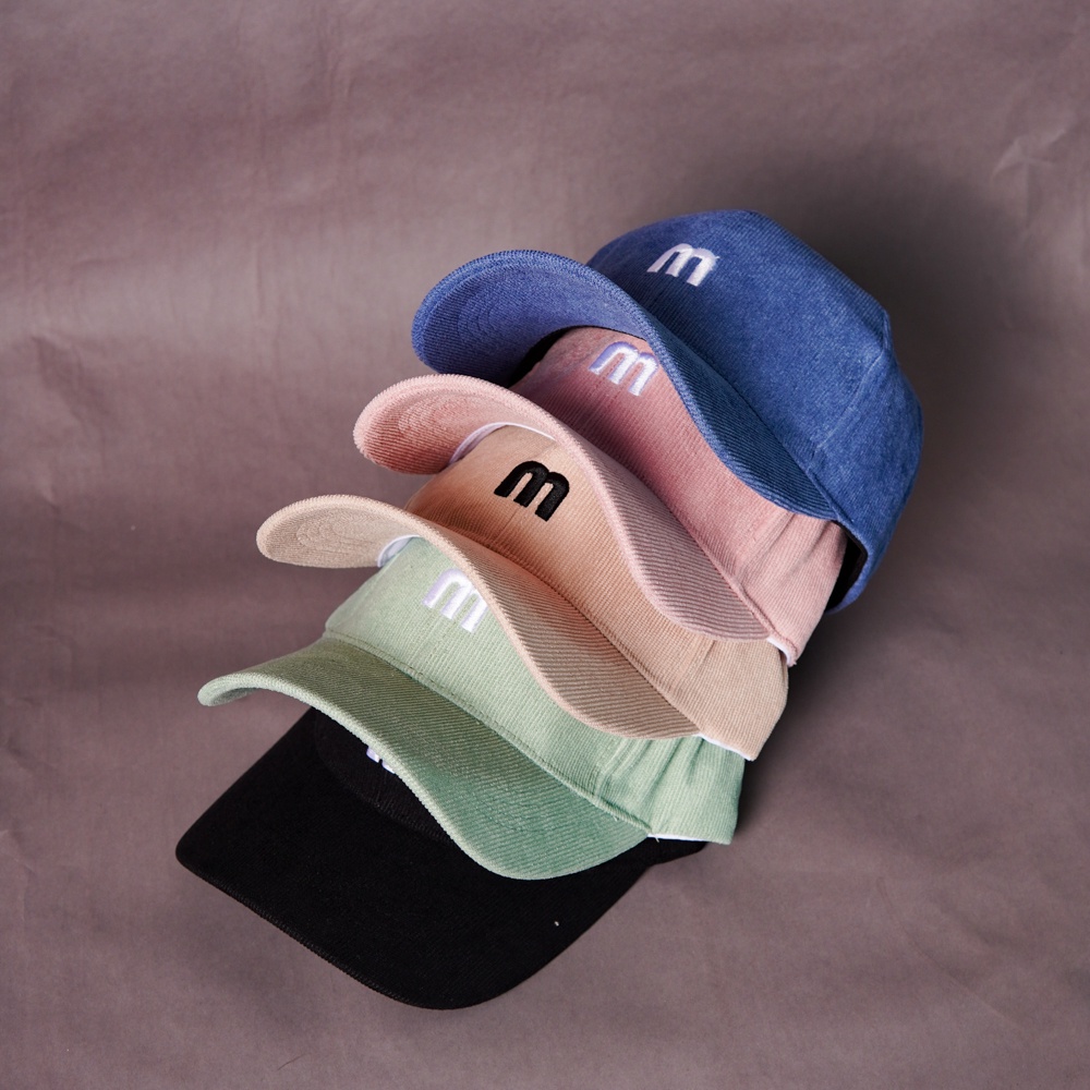 Mũ lưỡi trai nón kết Nhung thêu chữ M thời trang form Unisex phong cách Ulzzang T03