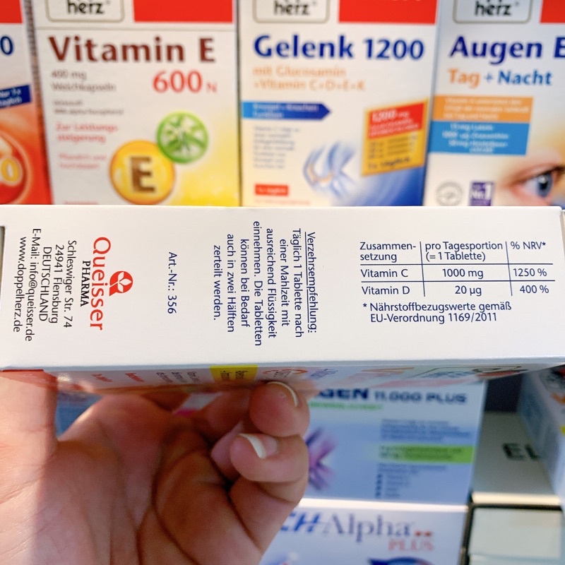 VITAMIN C 1000 + VITAMIN D DOPPELHERZ AKTIV- Hộp 30 Viên - Hàng nội địa Đức