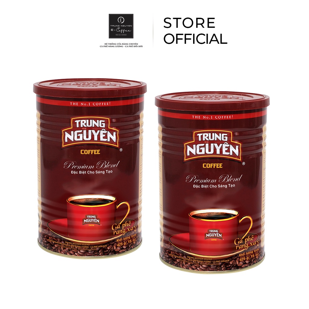 Combo 2 Hộp Cà Phê Rang Xay Pha Phin Premium Blend Trung Nguyên Legend Lon 425gr