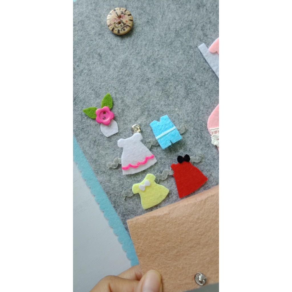 Sách vải cho bé gái - Sách vải handmade dạy kỹ năng - dollhouse quiet book (Ảnh thật)