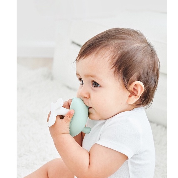 Đồ chơi gặm nướu hình nấm slicol, Shop Bố Sam, 2in1 khay để đồ ăn dặm kèm hộp đựng an toàn, hình dạng dễ thương.