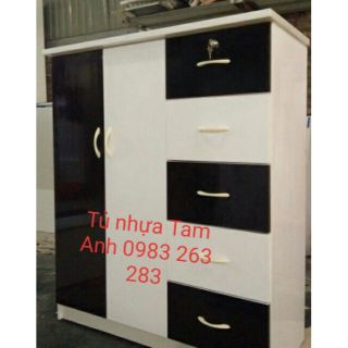 Tủ nhựa Đài Loan trẻ em giá rẻ  2 cánh + 5 ngăn. Kt: cao 1,2m x rộng 1,05m x sâu 0,45/0,42m