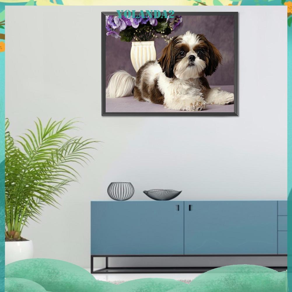 Tranh Đính Đá Kim Cương Toàn Bộ 5D DIY Hình Vẽ Chó Con