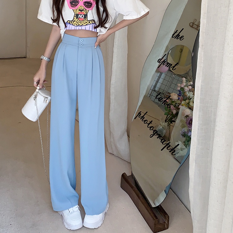 Quần SUXI ống rộng lưng cao co giãn thời trang mùa hè dễ phối đồ cho nữ