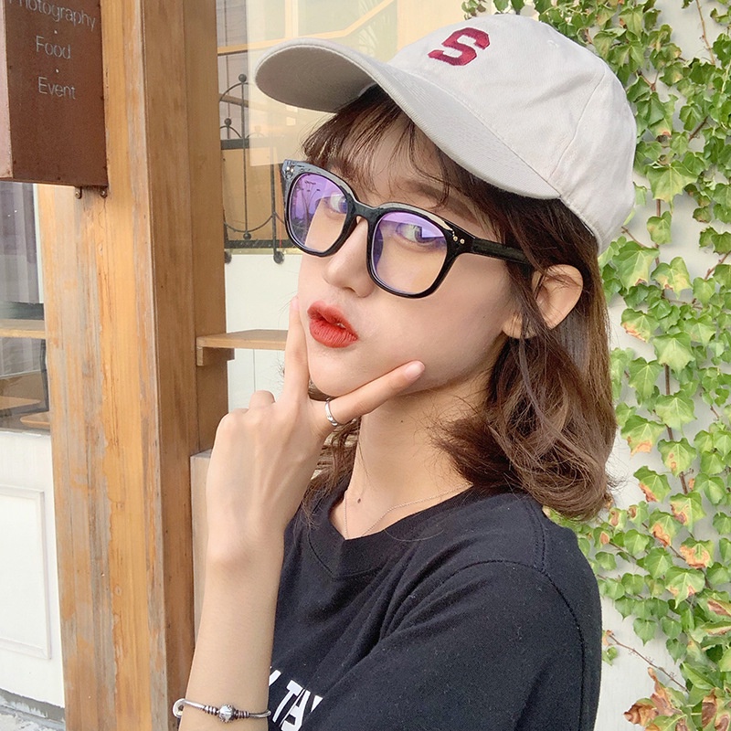 Kính giả cận chữ V mắt kính không độ chống ánh sáng xanh phong cách Hàn Quốc đẹp giá rẻ EMOJI 047