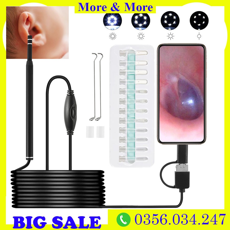 Camera Nội Soi Tai, Mũi, Họng KAW Có Đèn Led, Hỗ Trợ Kết Nối Usb Với Điện Thoại Nhỏ Gọn, Chống nước