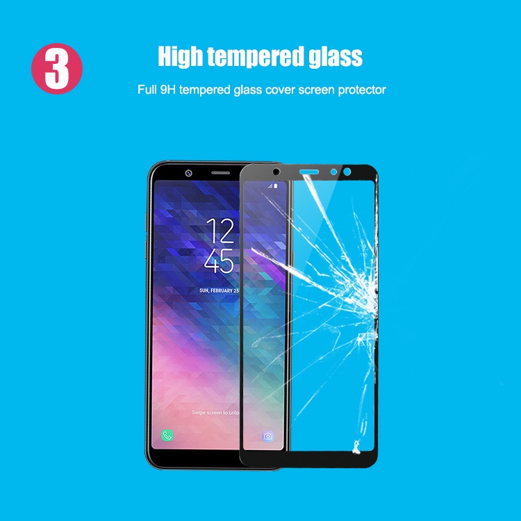 Cường lực Samsung A6 , A6 plus , A8 , A8 plus , A8star full màn hình độ cứng 9H - Tặng giấy lau màn hình