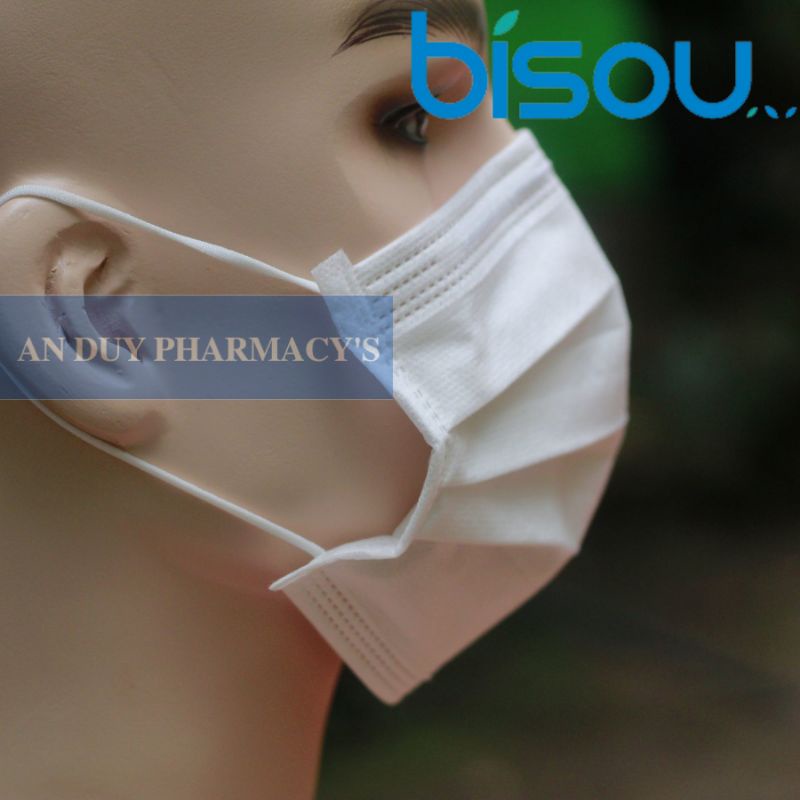 02 hộp khẩu trang 04 lớp kháng khuẩn Bisou màu trắng