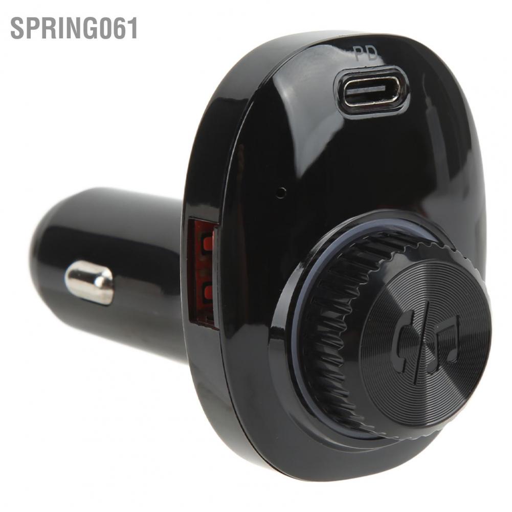 Spring061 Bluetooth 5.0 FM Transmitter 87.5‑108.0MHz Music Adapter PD3.0 QC3.0 Fast Charger Type C Port
