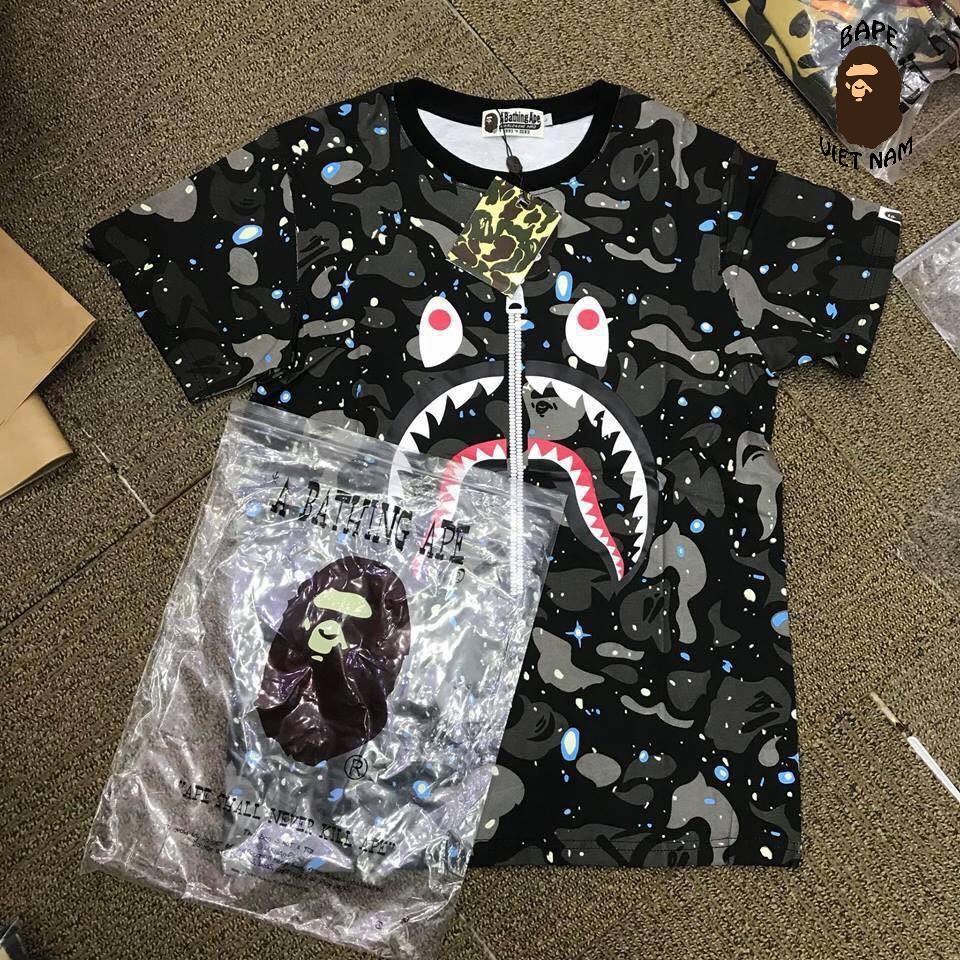 [Ảnh thật + FREESHIP] Tee Bape Shark Galaxy, Áo Thun Bape Cá Ngáo, Áo phông Bape Cá mập chất Cotton | BigBuy360 - bigbuy360.vn