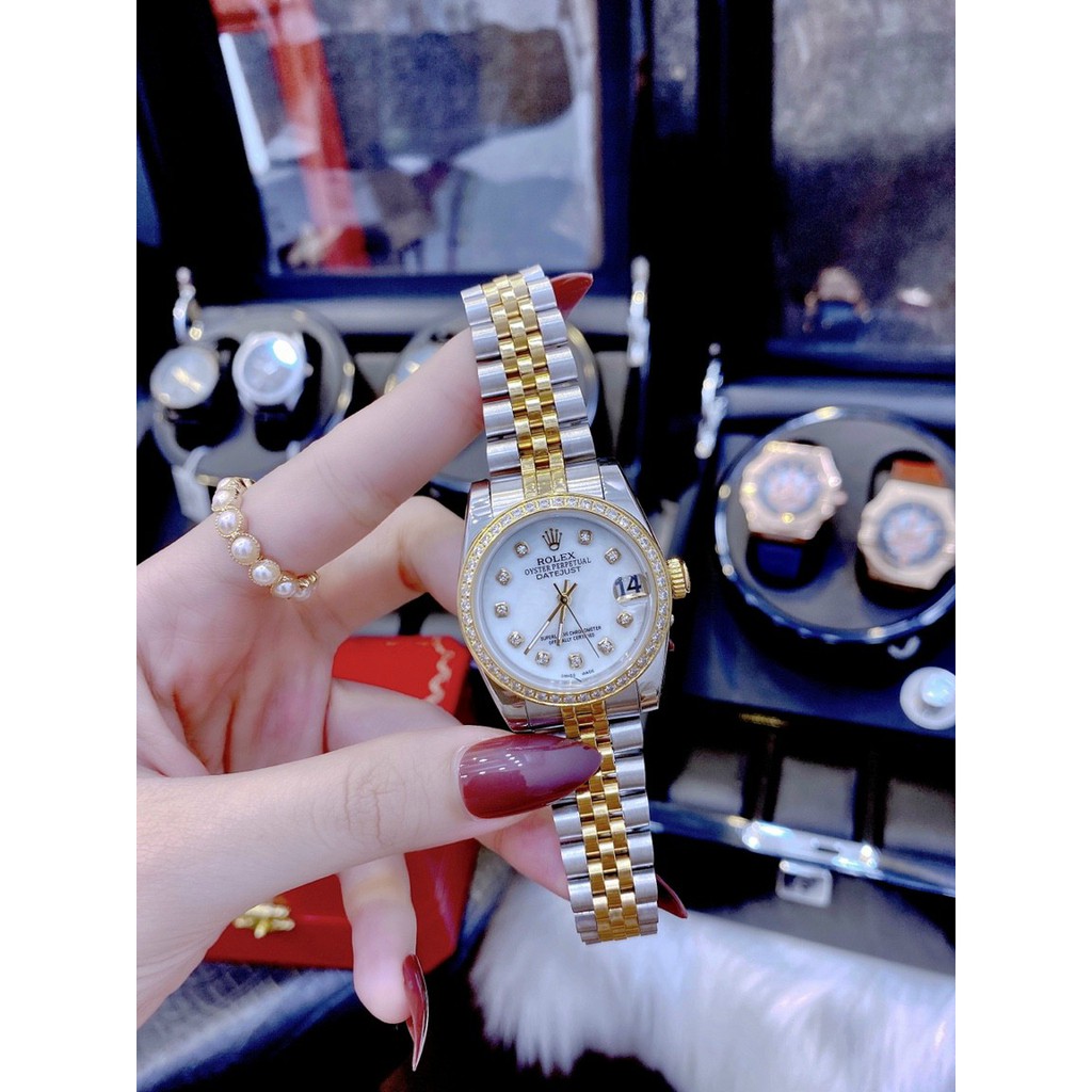 Đồng hồ ROLEX chính hãng full box, đồng hồ đeo tay nữ cao cấp, siêu sang chảnh, thiết kế mặt hồng mới nhất siêu hot