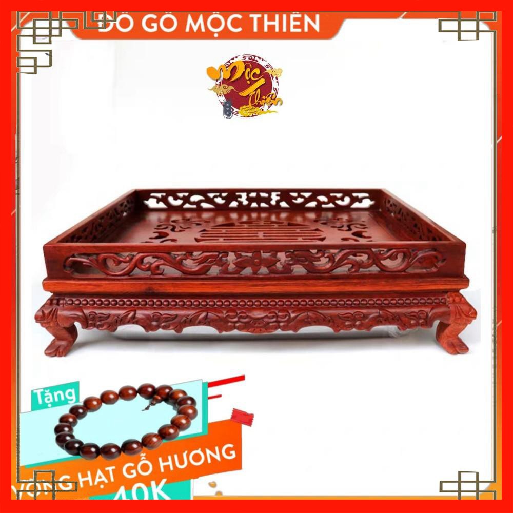 Khay Trà,Chè Gỗ Hương mẫu Song Long Trầu Nguyệt ( bốn trụ chân quỳ cao cấp)