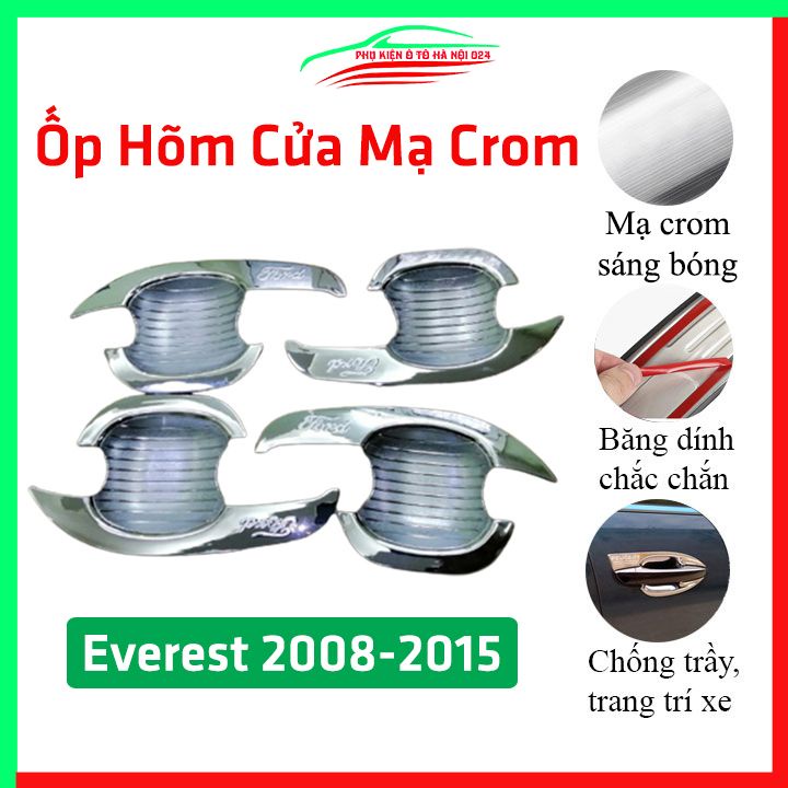 Ốp hõm mạ crom Everest 2008-2015 sáng bóng chống trầy bảo vệ cửa xe ô tô