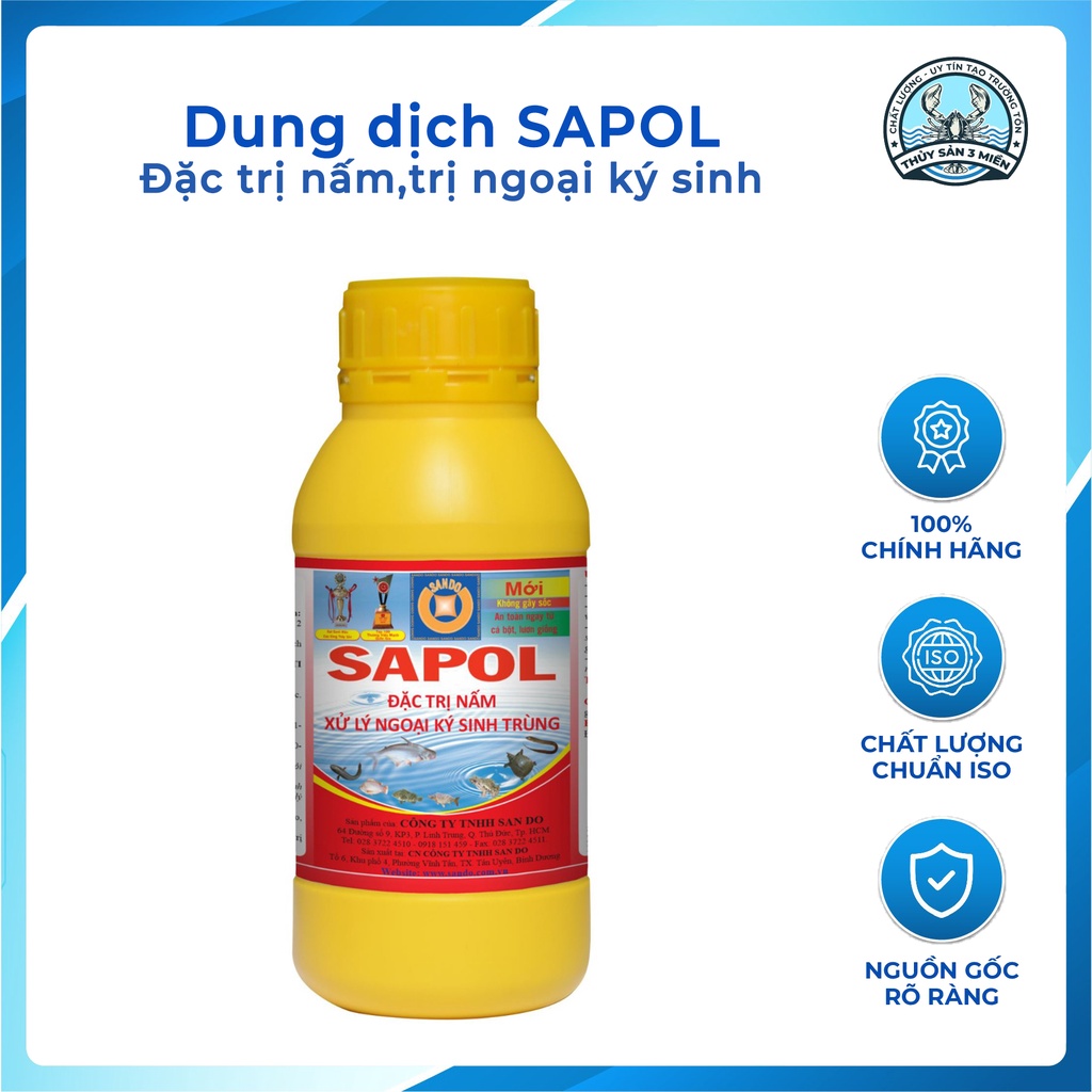 Dung dịch SAPOL đặc trị nấm, trị ngoại ký sinh - Thủy sản 3 miền