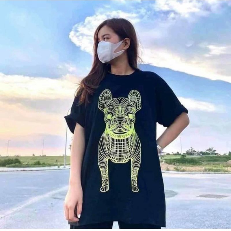 [Rẻ Vô Địch] Áo cotton tay lỡ Unisex mặc đôi ,nhóm , lớp------ Áo CHÓ IN 2 MẶT